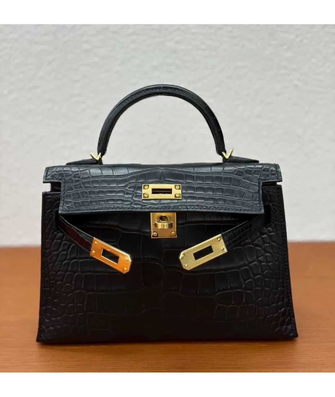 HERMES Черная кожаная сумка тоут, фото 9