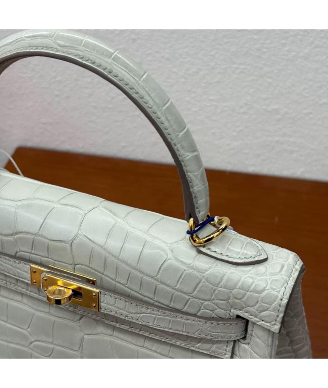 HERMES Белая кожаная сумка тоут, фото 3