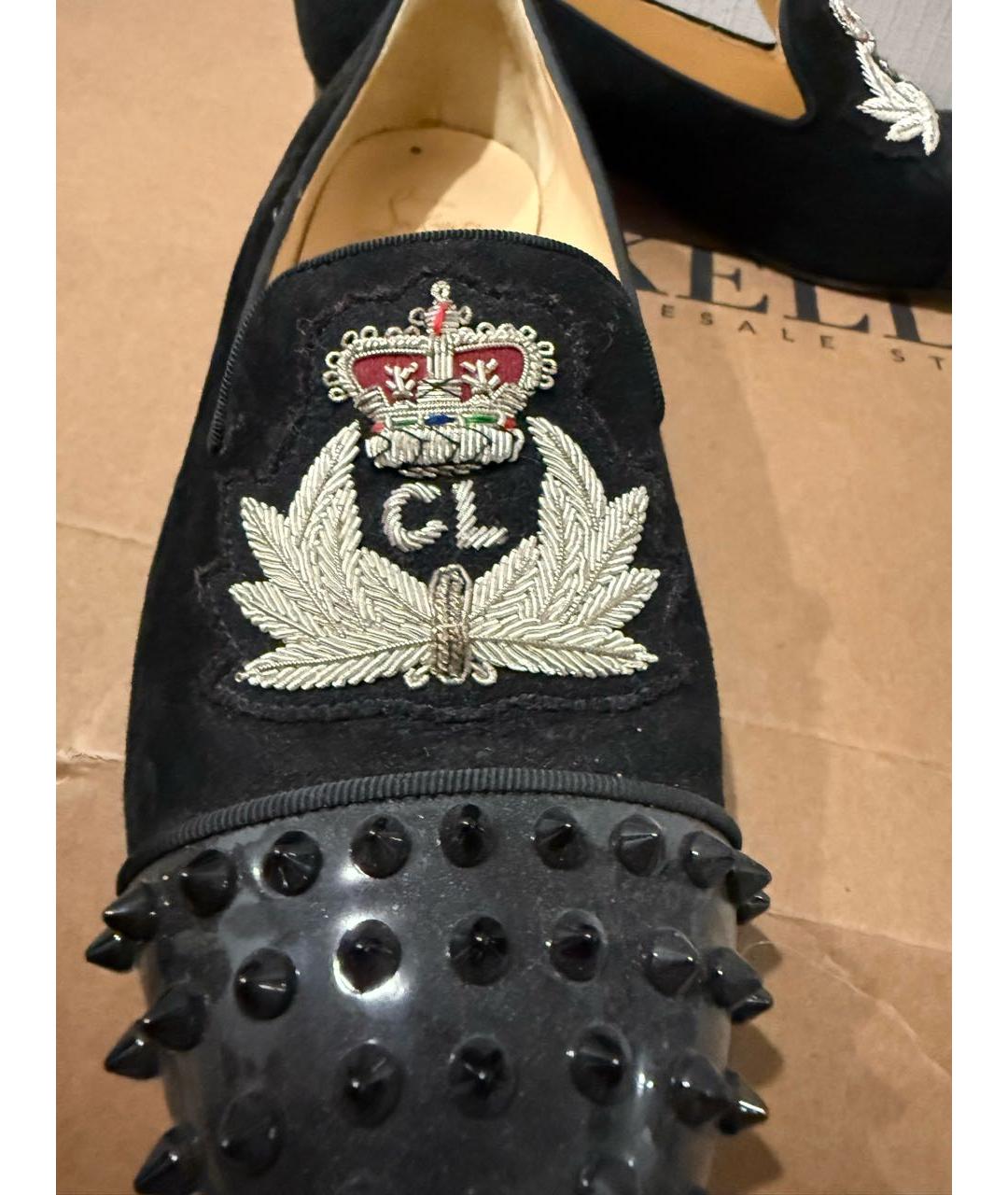 CHRISTIAN LOUBOUTIN Хаки кожаные лоферы, фото 2