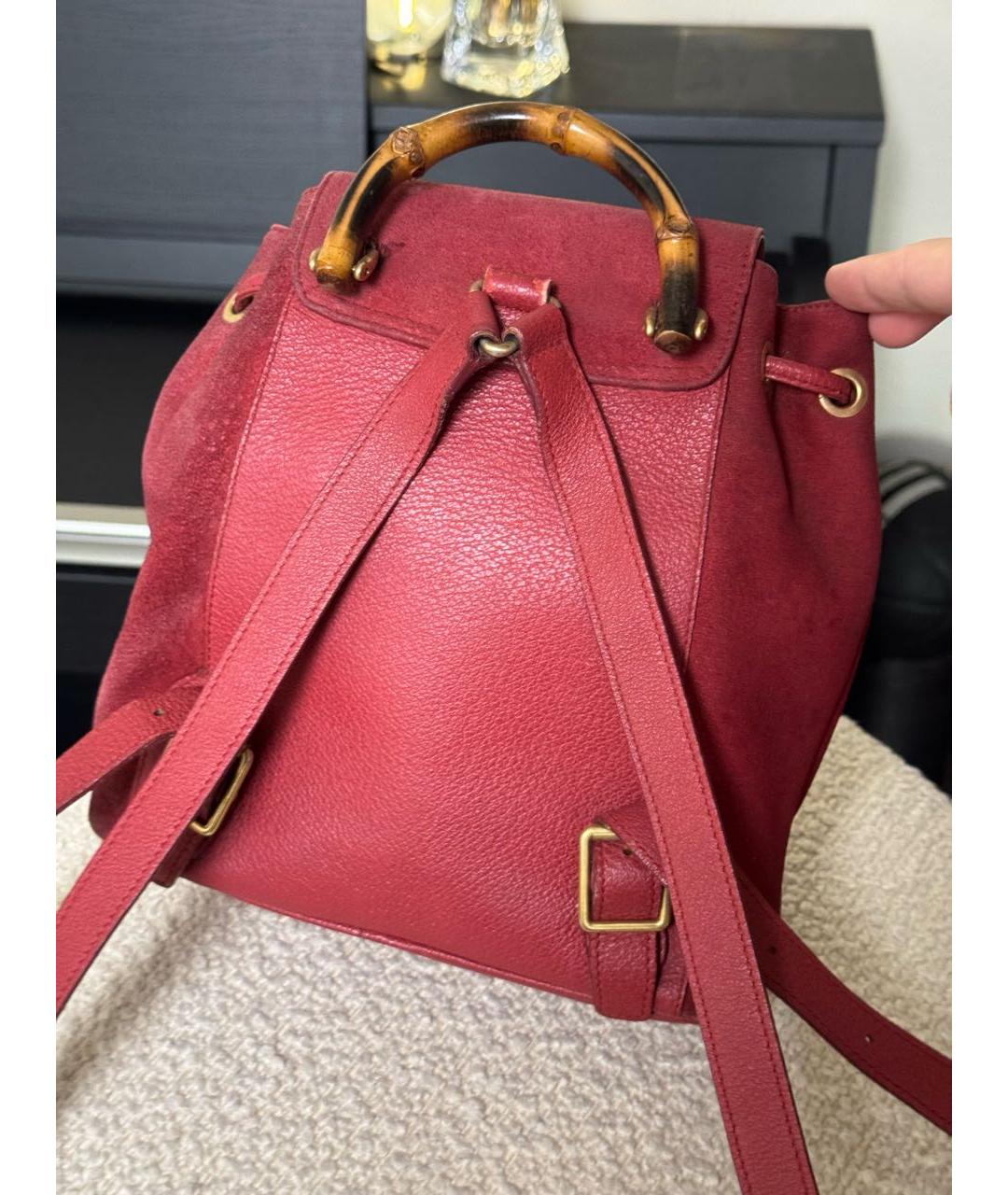 GUCCI Красный кожаный рюкзак, фото 5