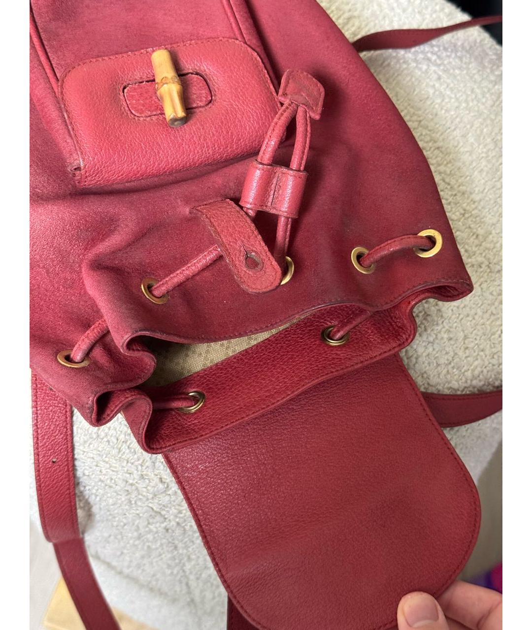 GUCCI Красный кожаный рюкзак, фото 4