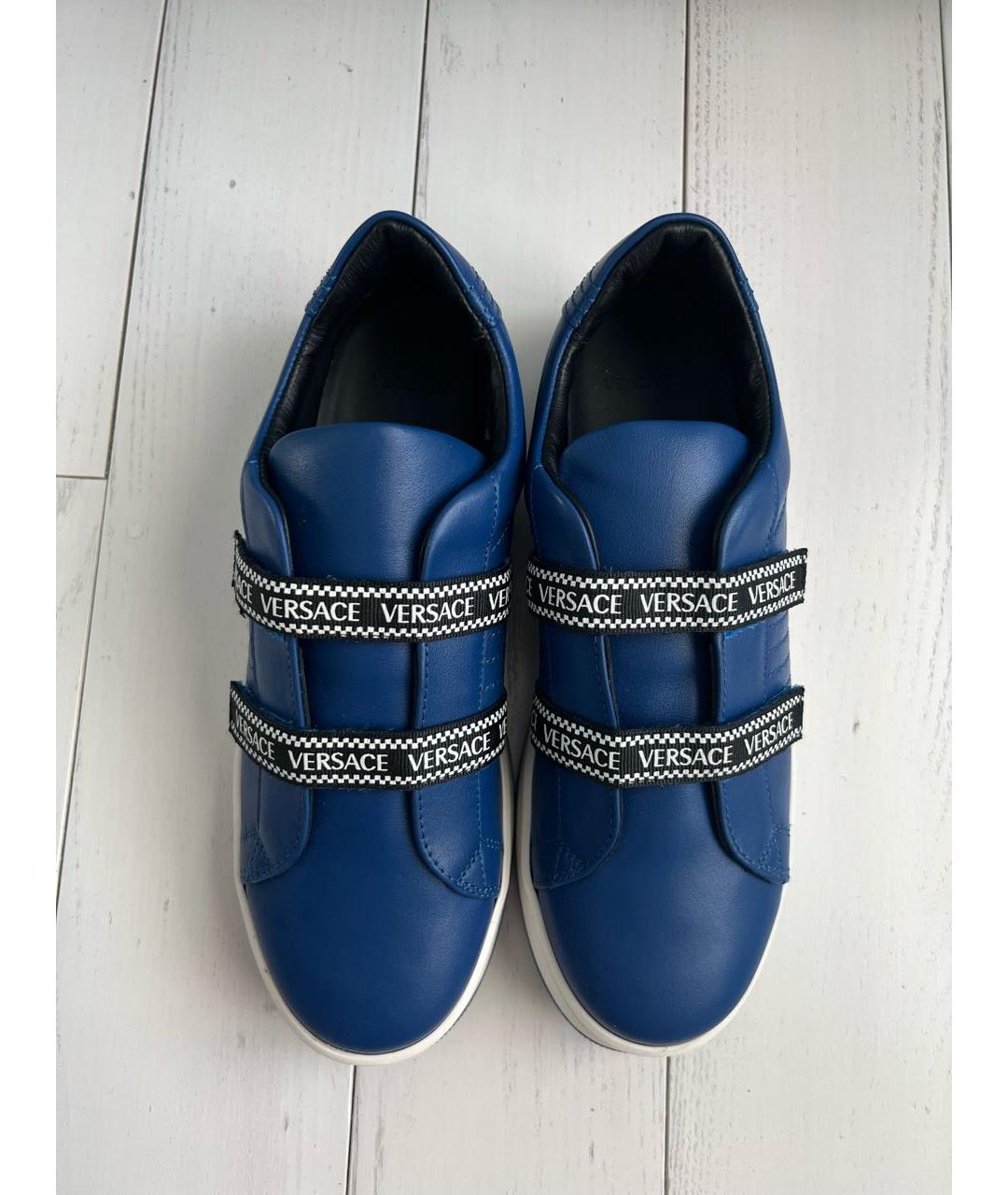 VERSACE Синие кожаные кеды, фото 2