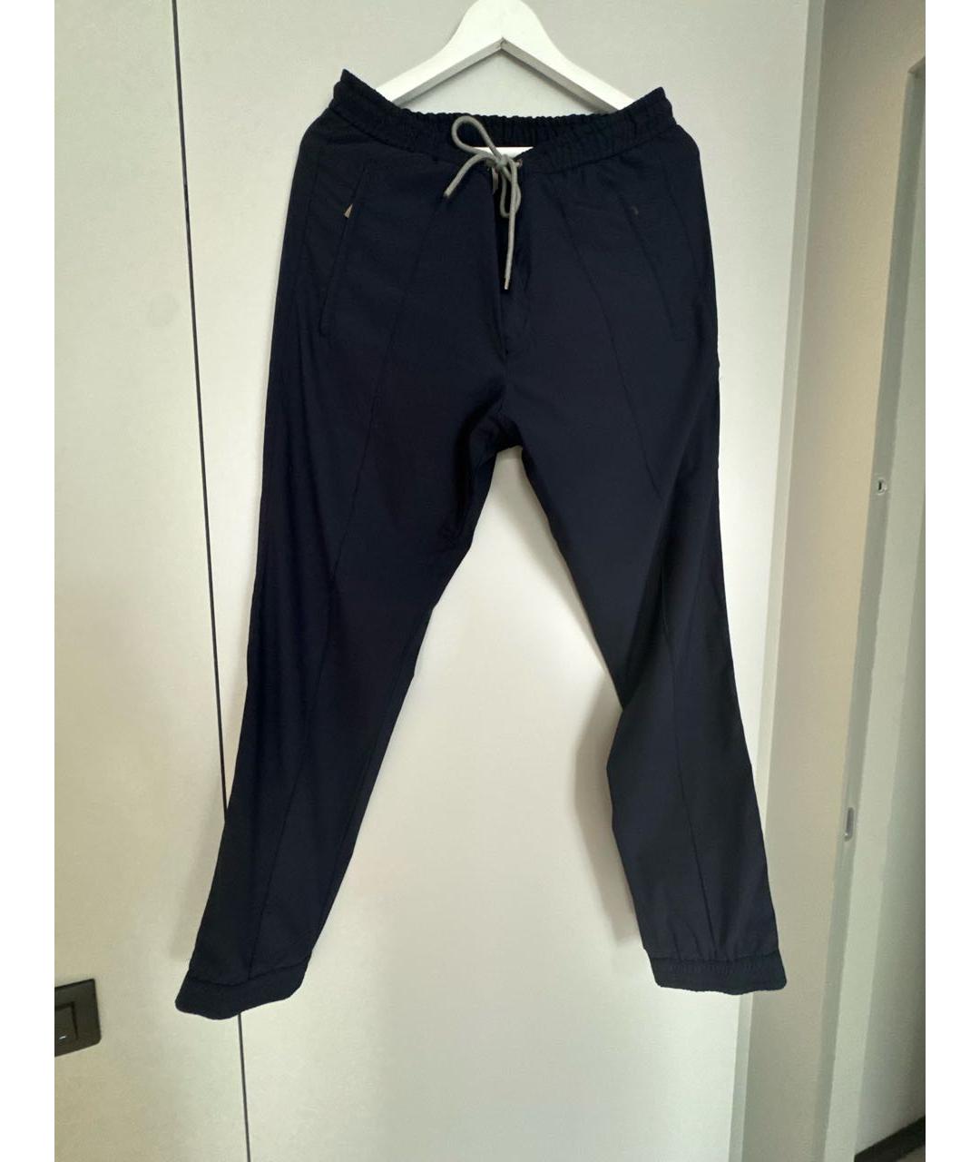 CORNELIANI Темно-синие хлопковые классические брюки, фото 7