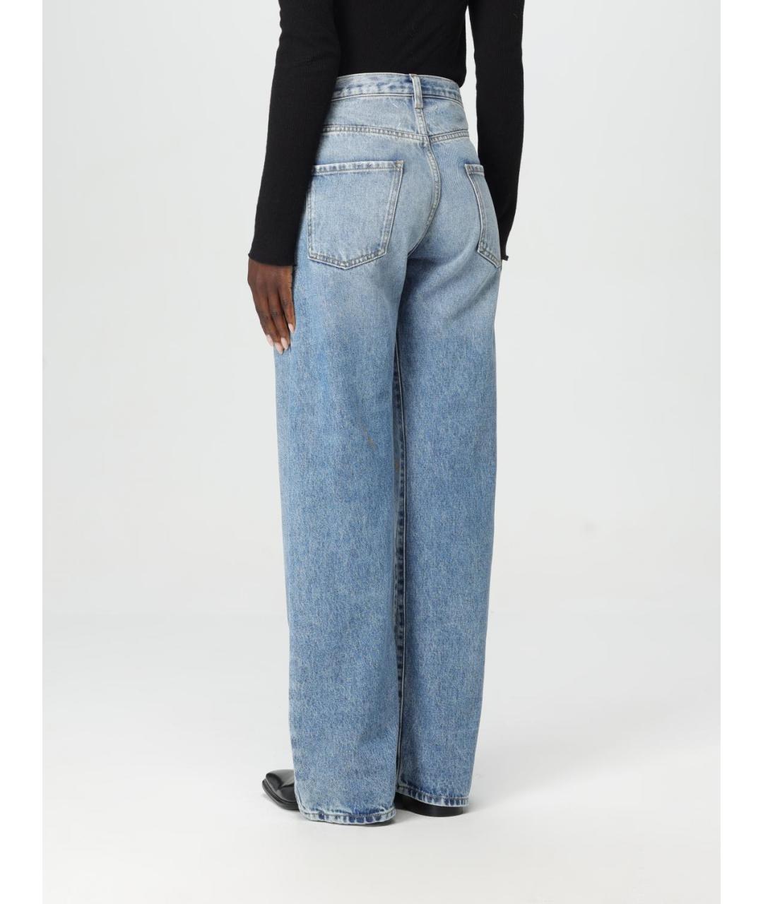 MAISON MARGIELA Голубые хлопковые прямые джинсы, фото 4