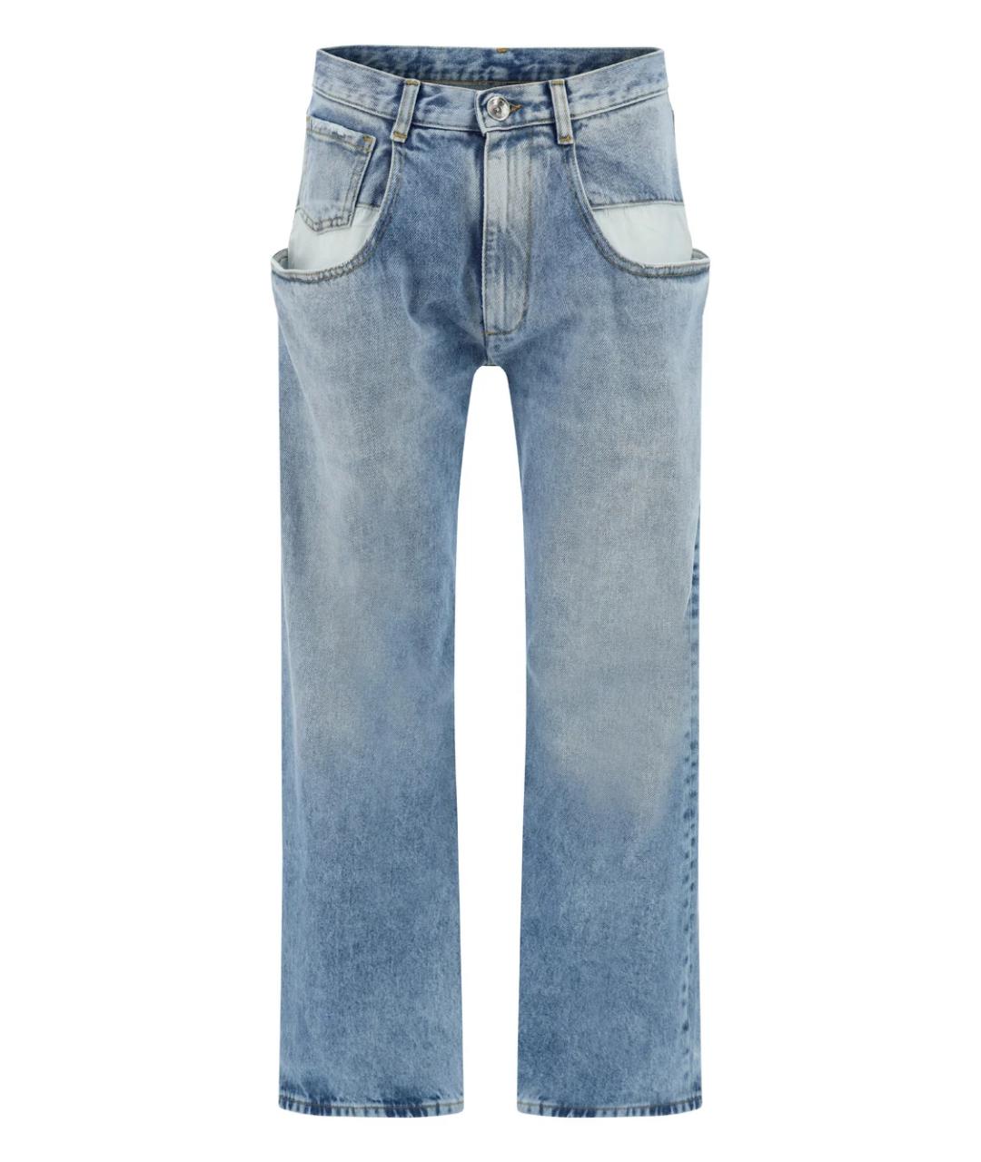 MAISON MARGIELA Голубые хлопковые прямые джинсы, фото 1