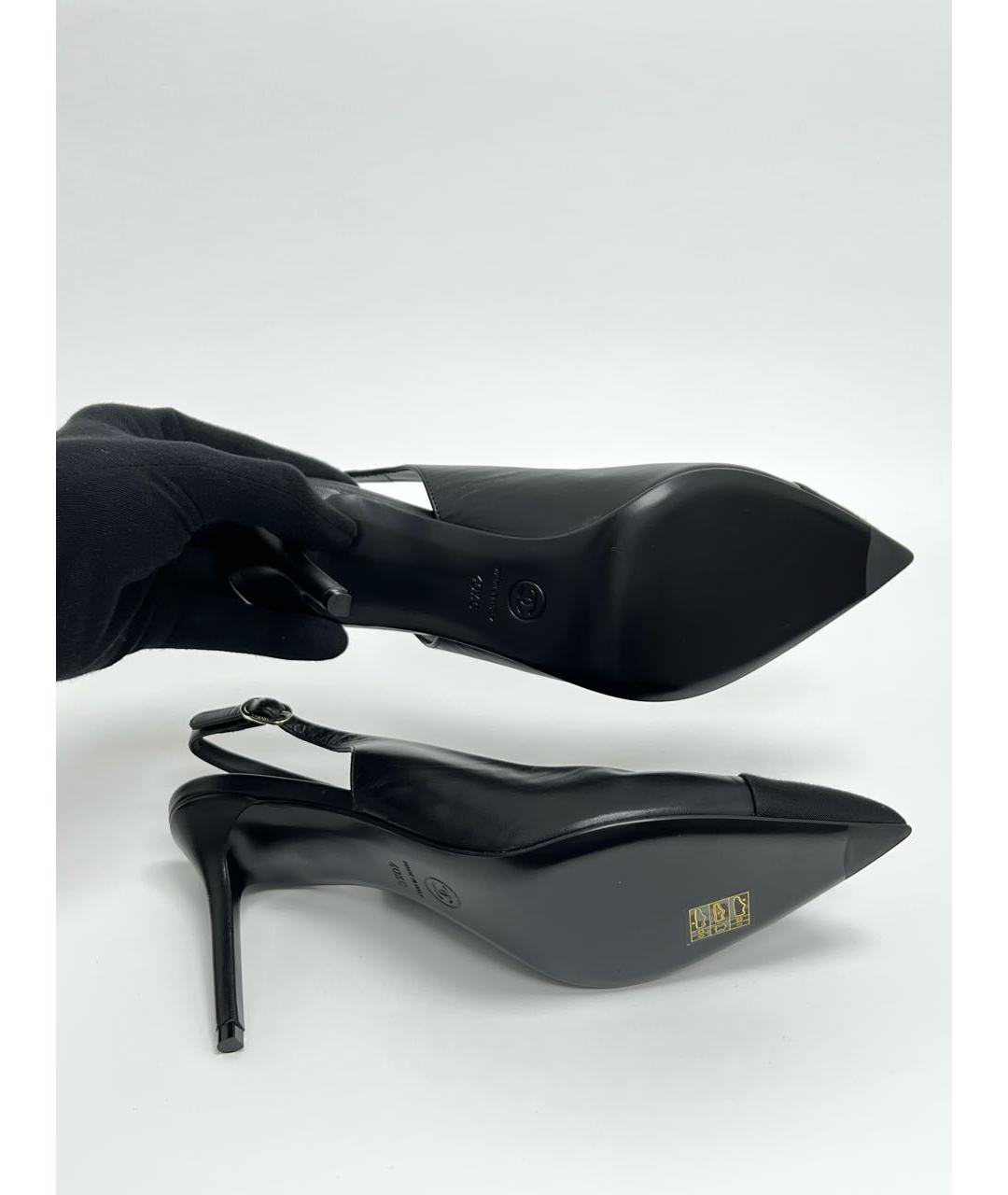 CHANEL Черные кожаные туфли, фото 5