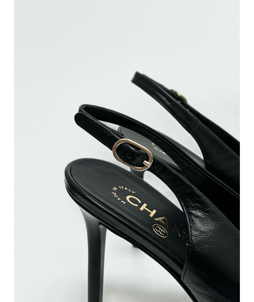 CHANEL Черные кожаные туфли, фото 4