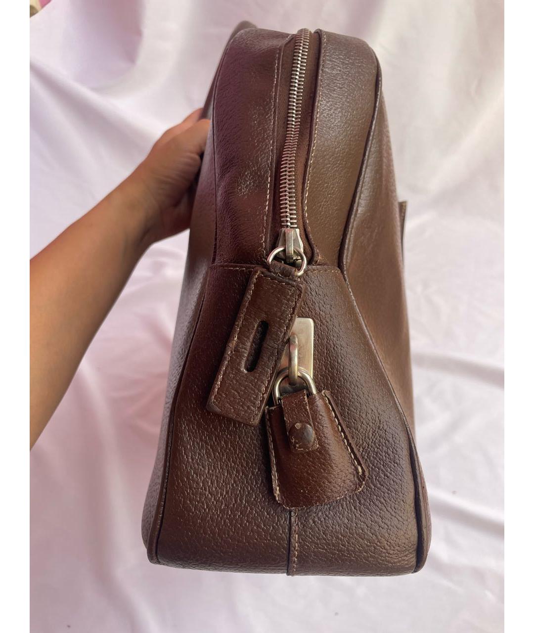PRADA Коричневый кожаный портфель, фото 6
