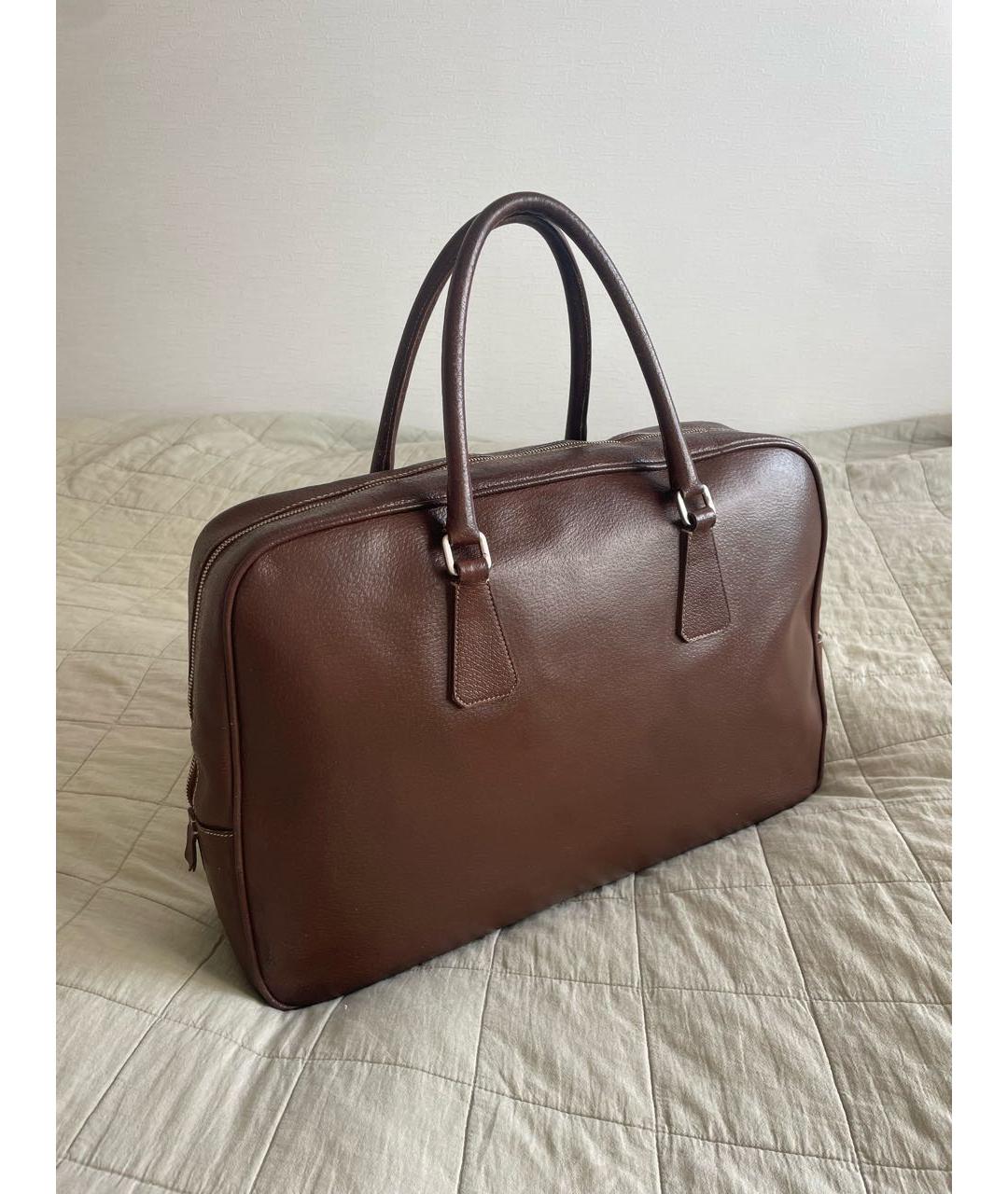 PRADA Коричневый кожаный портфель, фото 2