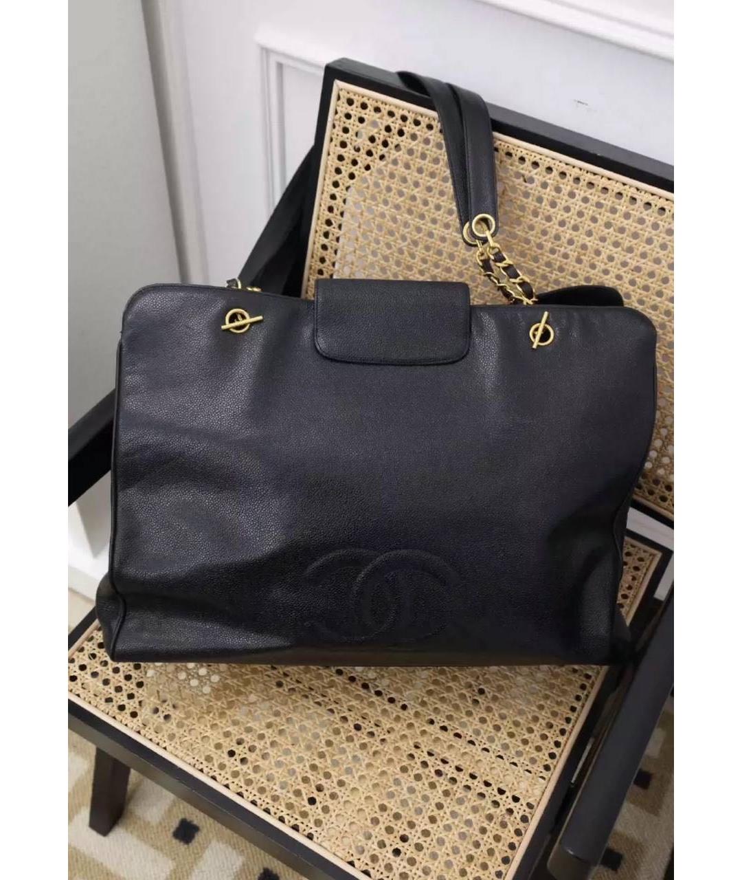 CHANEL Черная кожаная сумка тоут, фото 2