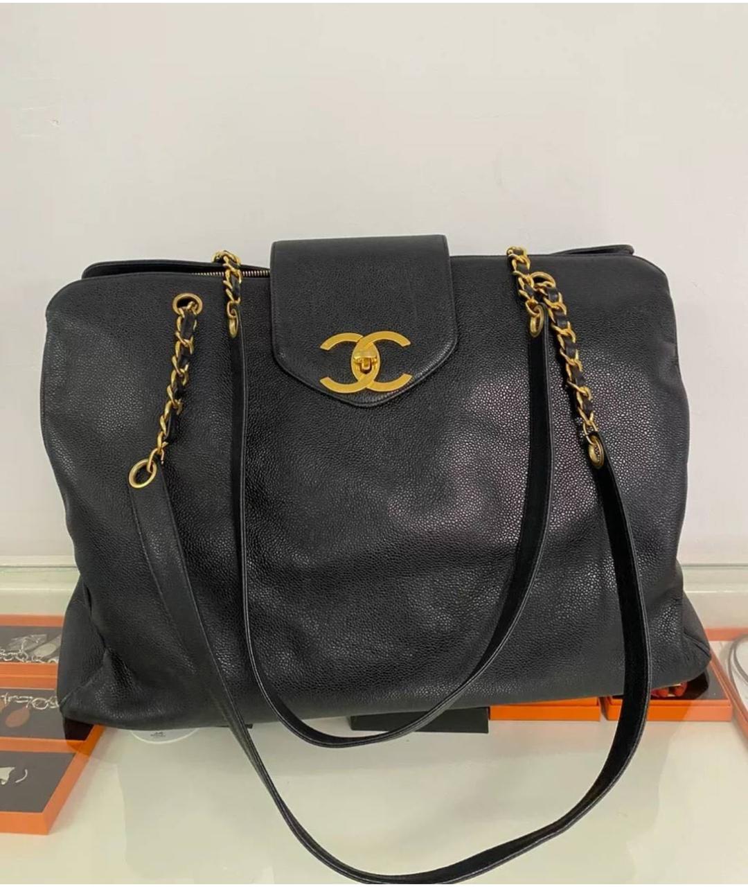 CHANEL Черная кожаная сумка тоут, фото 3