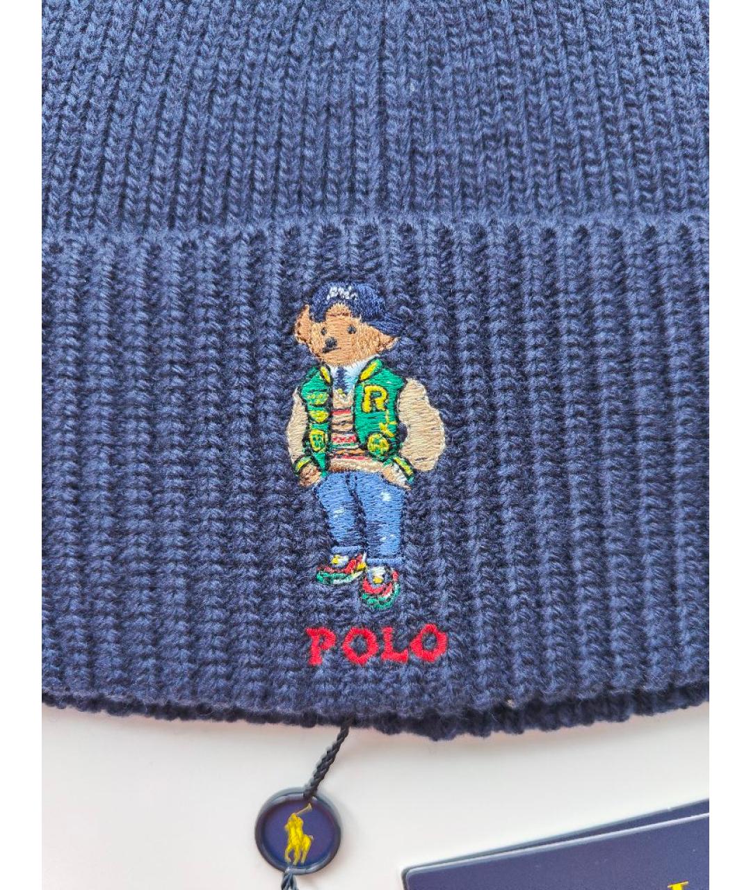 POLO RALPH LAUREN Темно-синяя шерстяная шапка, фото 6