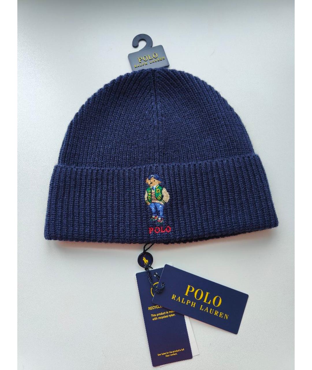 POLO RALPH LAUREN Темно-синяя шерстяная шапка, фото 5