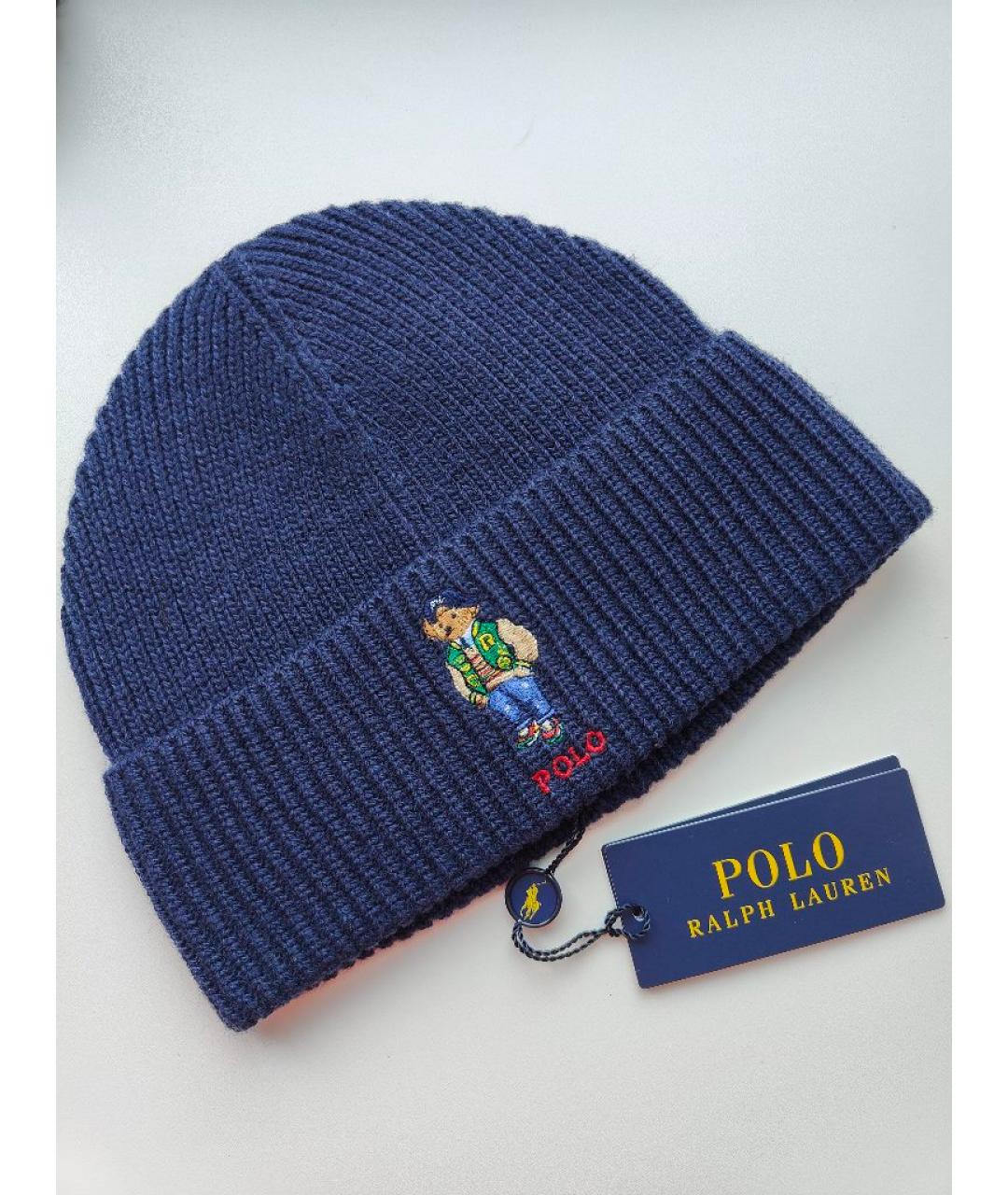 POLO RALPH LAUREN Темно-синяя шерстяная шапка, фото 2