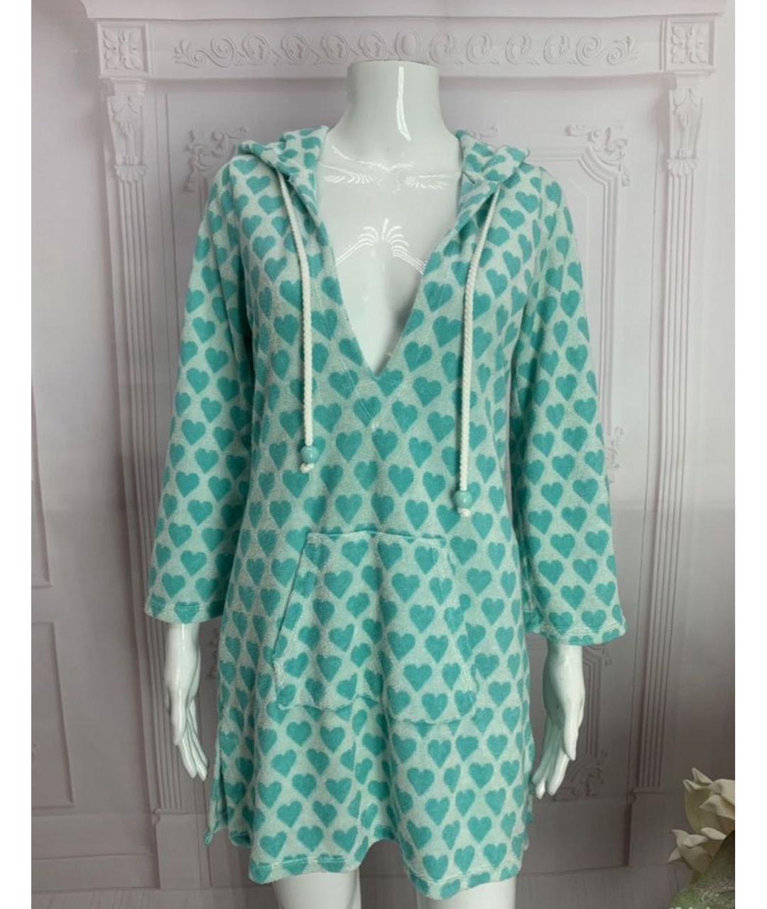 JUICY COUTURE Бирюзовое хлопковое повседневное платье, фото 4