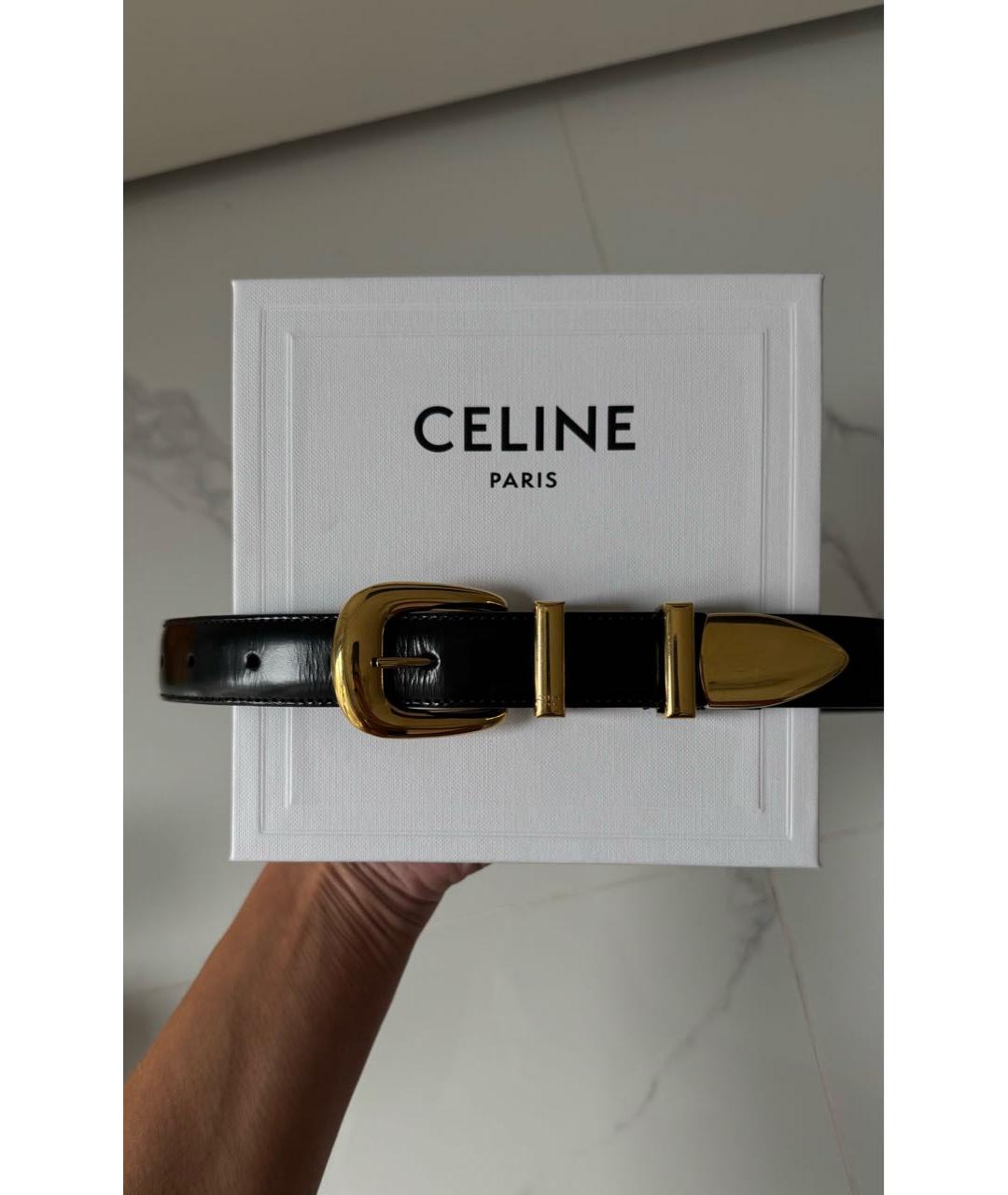 CELINE Черный кожаный ремень, фото 4