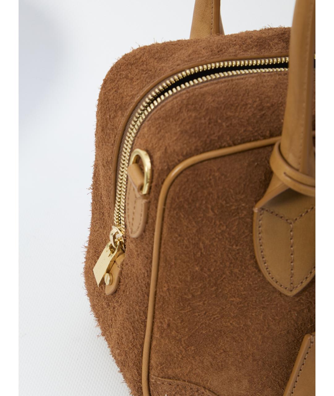 GOLDEN GOOSE DELUXE BRAND Коричневая кожаная сумка с короткими ручками, фото 4