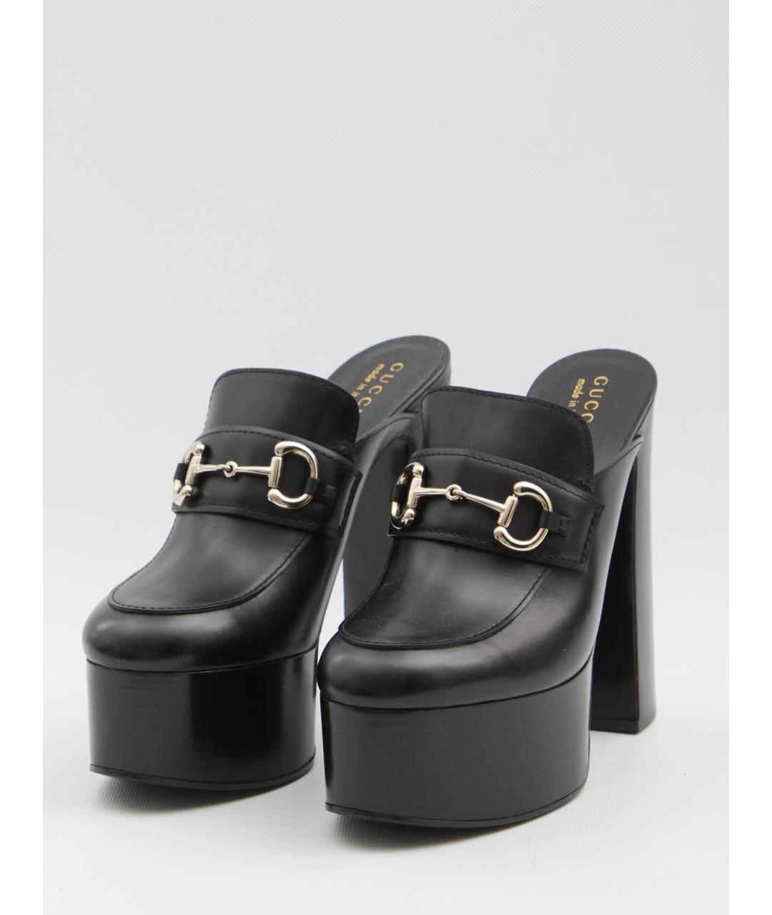 GUCCI Черные кожаные сабо, фото 2
