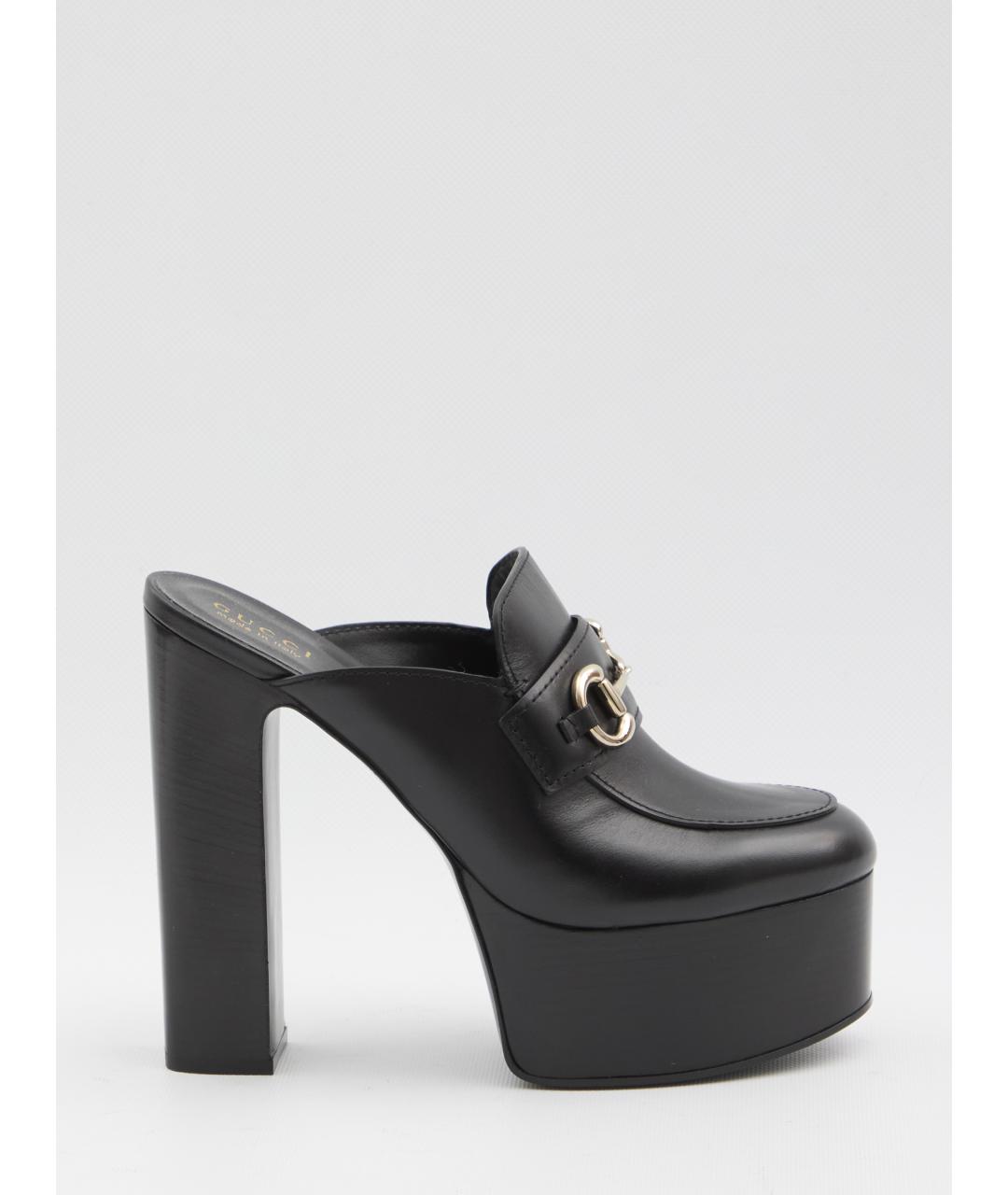 GUCCI Черные кожаные сабо, фото 6