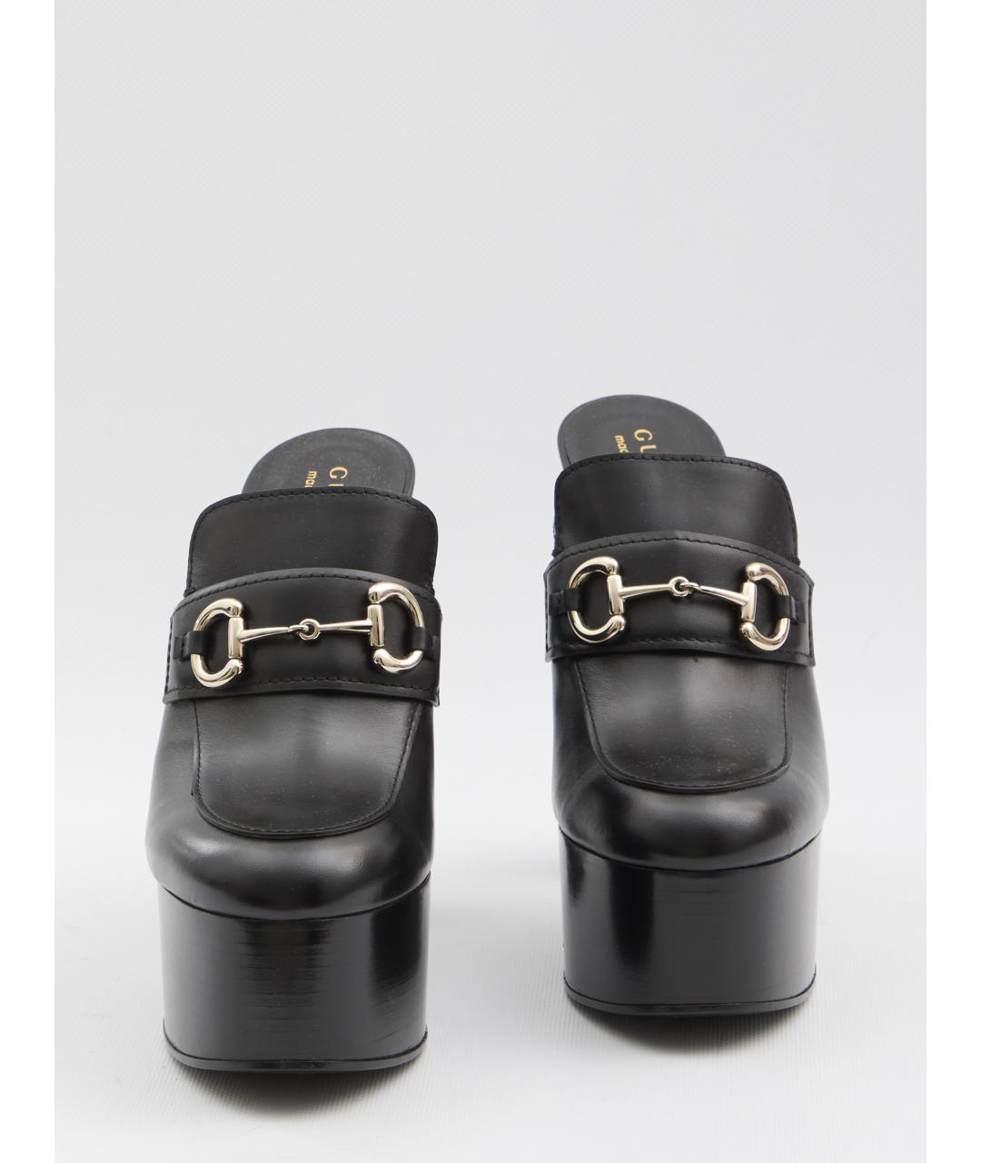 GUCCI Черные кожаные сабо, фото 5