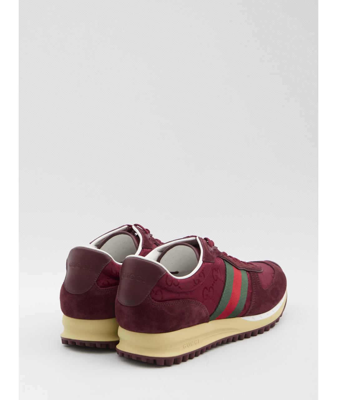 GUCCI Красные текстильные низкие кроссовки / кеды, фото 3