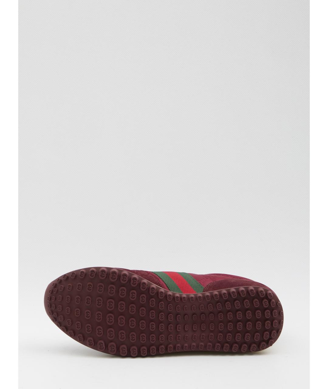 GUCCI Красные текстильные низкие кроссовки / кеды, фото 4