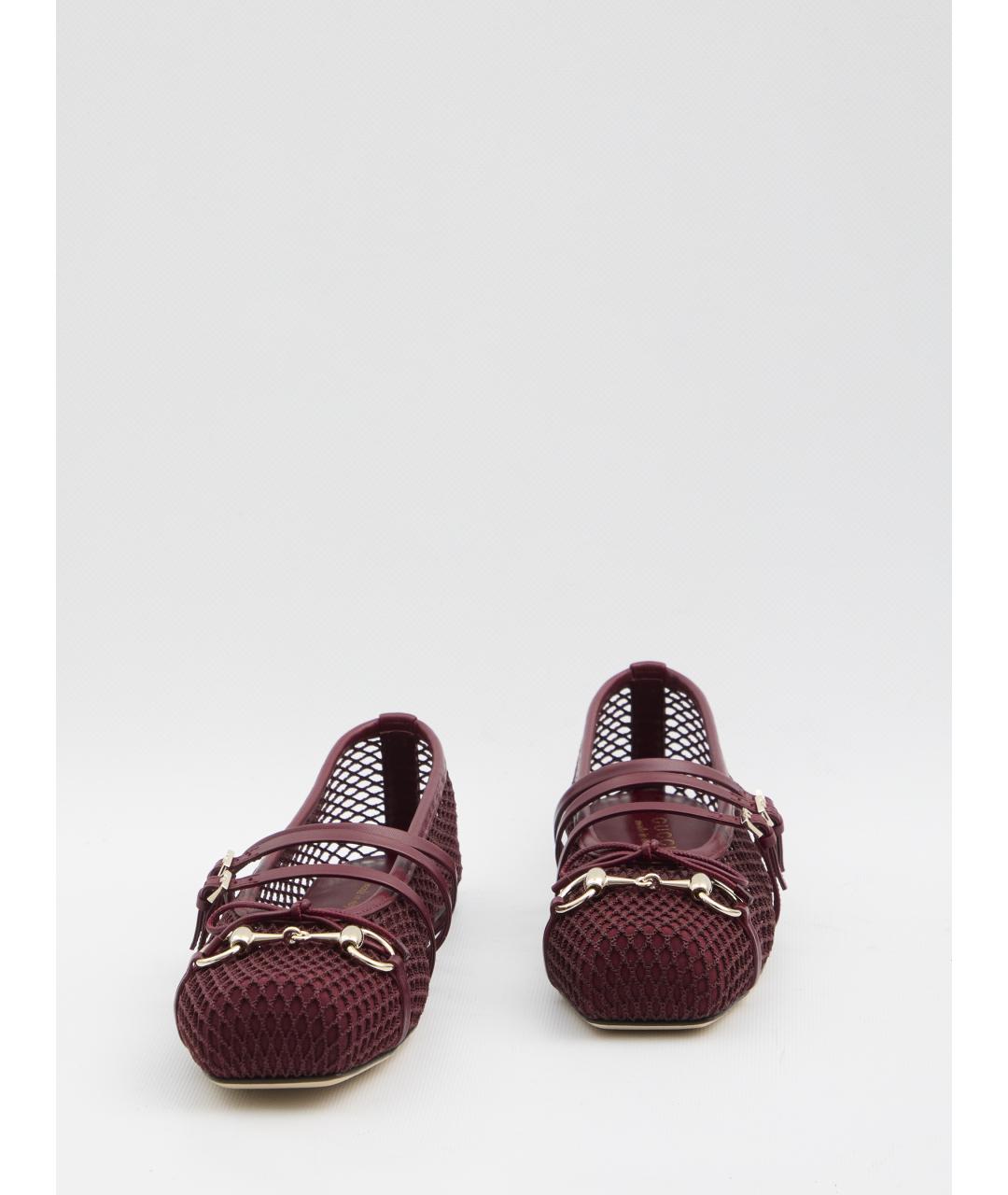 GUCCI Бордовые балетки, фото 5