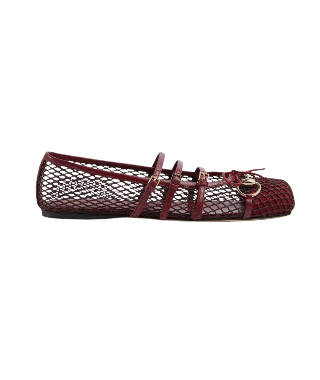 GUCCI Бордовые балетки, фото 1