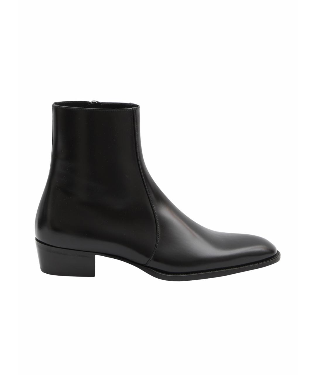 SAINT LAURENT Черные кожаные высокие ботинки, фото 1