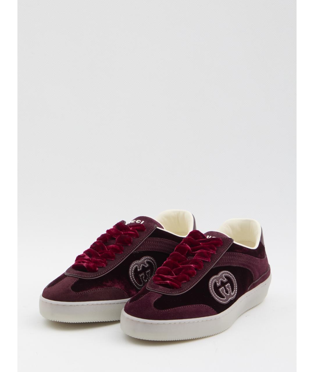 GUCCI Бордовые кожаные кеды, фото 2