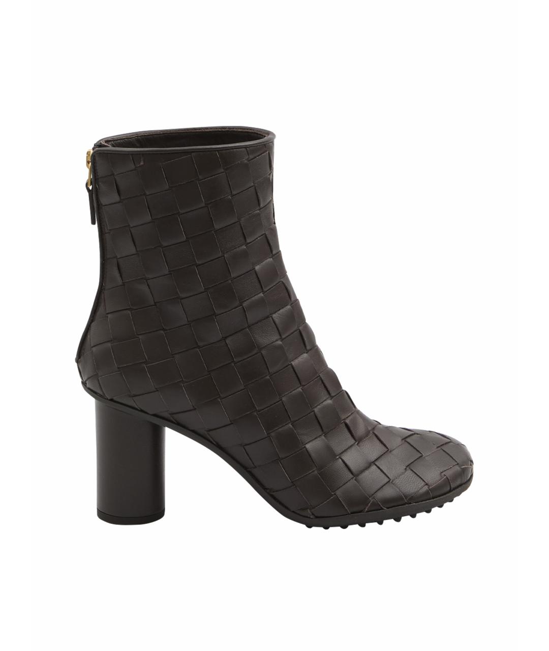 BOTTEGA VENETA Коричневые кожаные ботильоны, фото 1