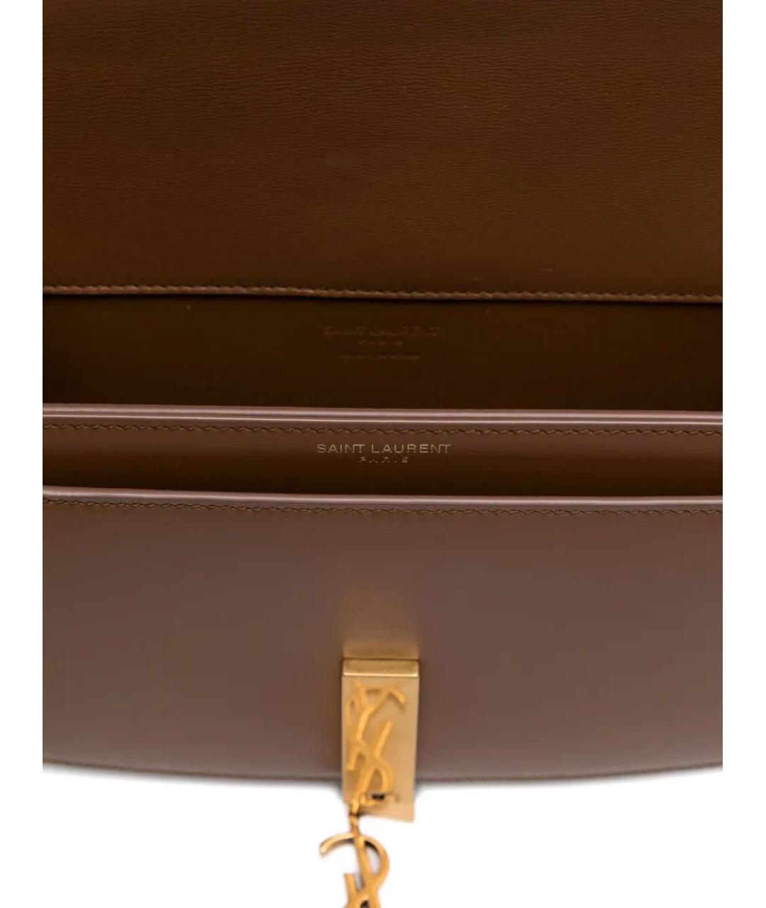 SAINT LAURENT Коричневая кожаная сумка через плечо, фото 3