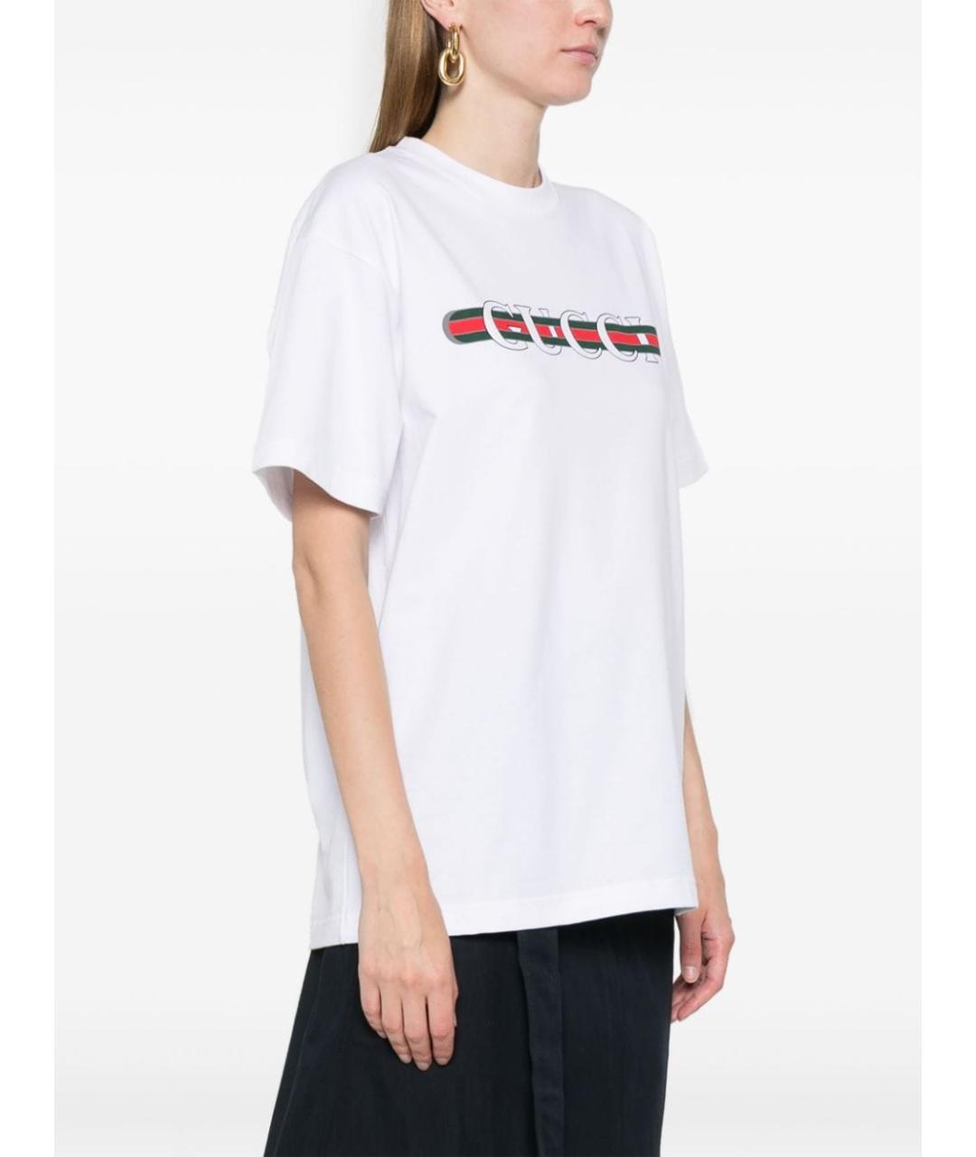 GUCCI Белая хлопковая футболка, фото 4