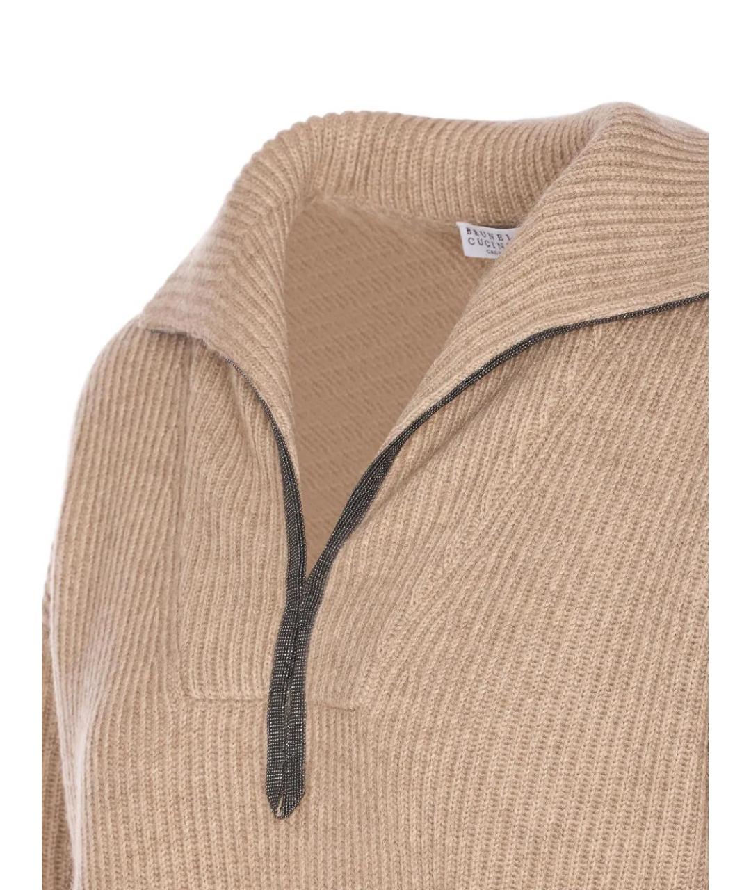 BRUNELLO CUCINELLI Бежевый шерстяной джемпер / свитер, фото 5