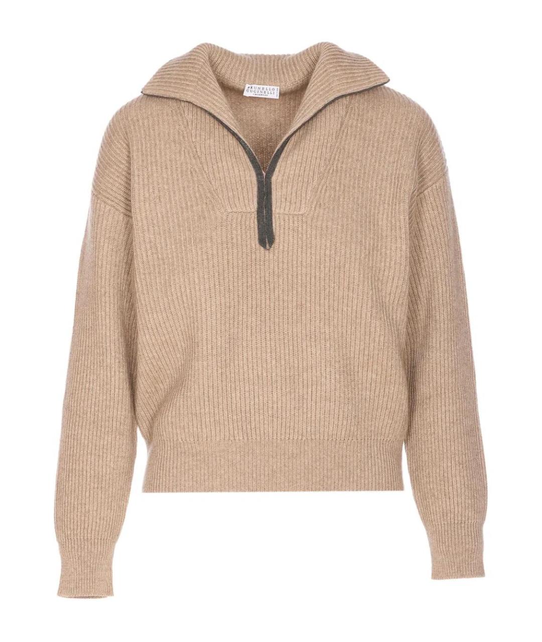 BRUNELLO CUCINELLI Бежевый шерстяной джемпер / свитер, фото 2