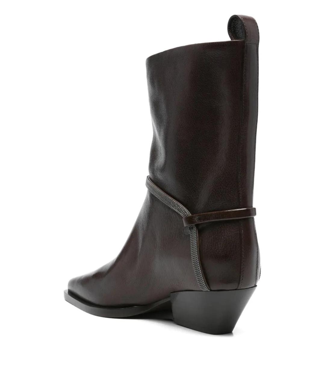 BRUNELLO CUCINELLI Коричневые кожаные ботинки, фото 3