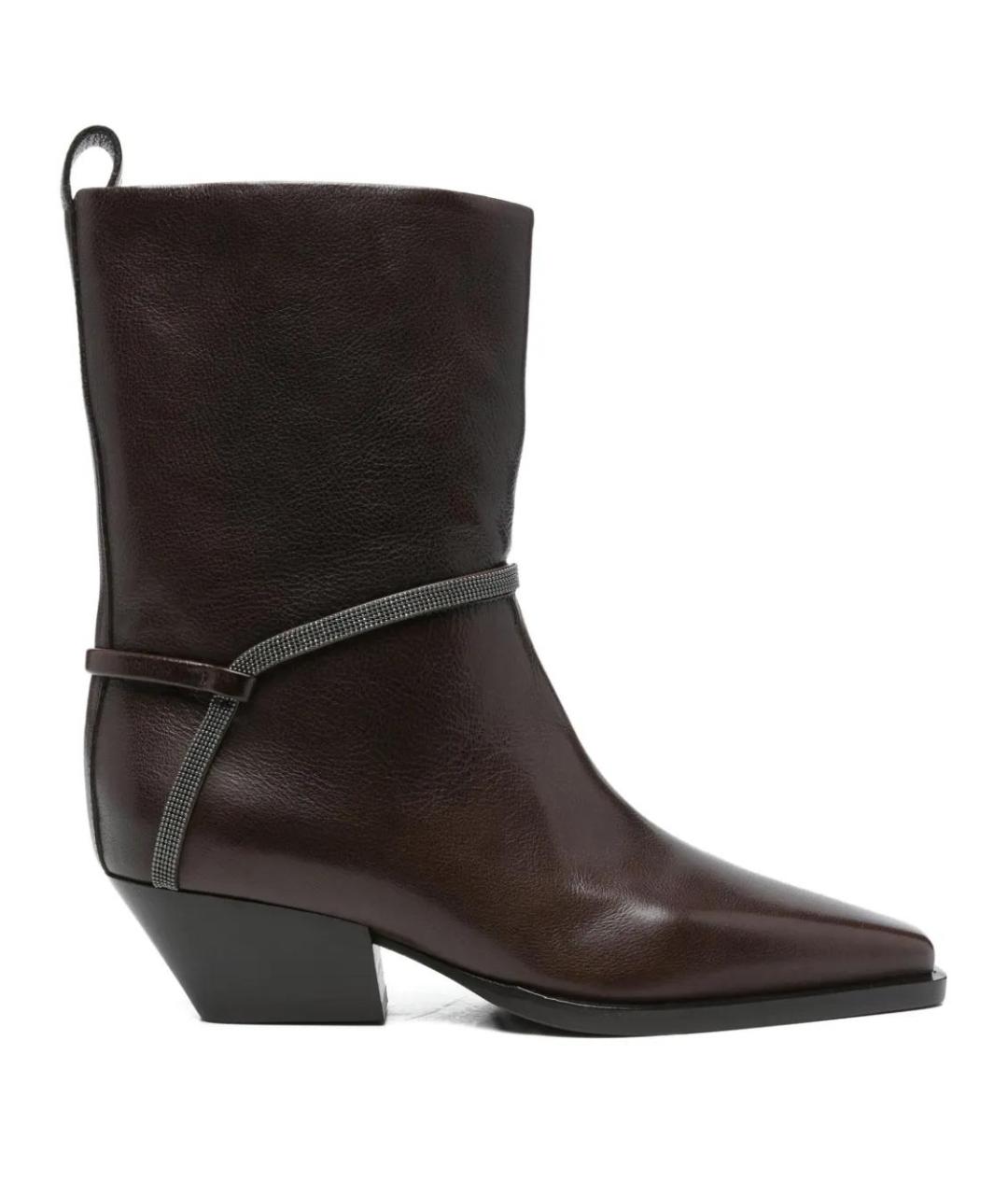 BRUNELLO CUCINELLI Коричневые кожаные ботинки, фото 1