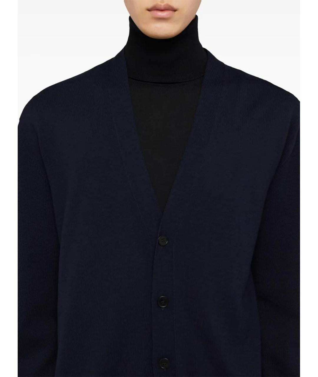 JIL SANDER Темно-синий шерстяной кардиган, фото 4