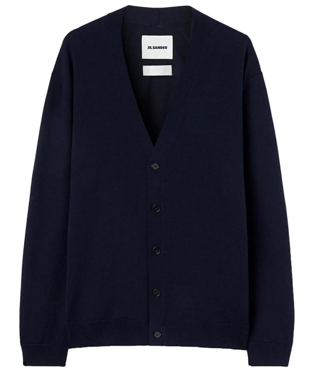 JIL SANDER Темно-синий шерстяной кардиган, фото 1