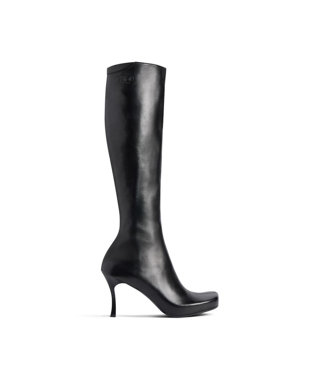BALENCIAGA Черные кожаные сапоги, фото 1