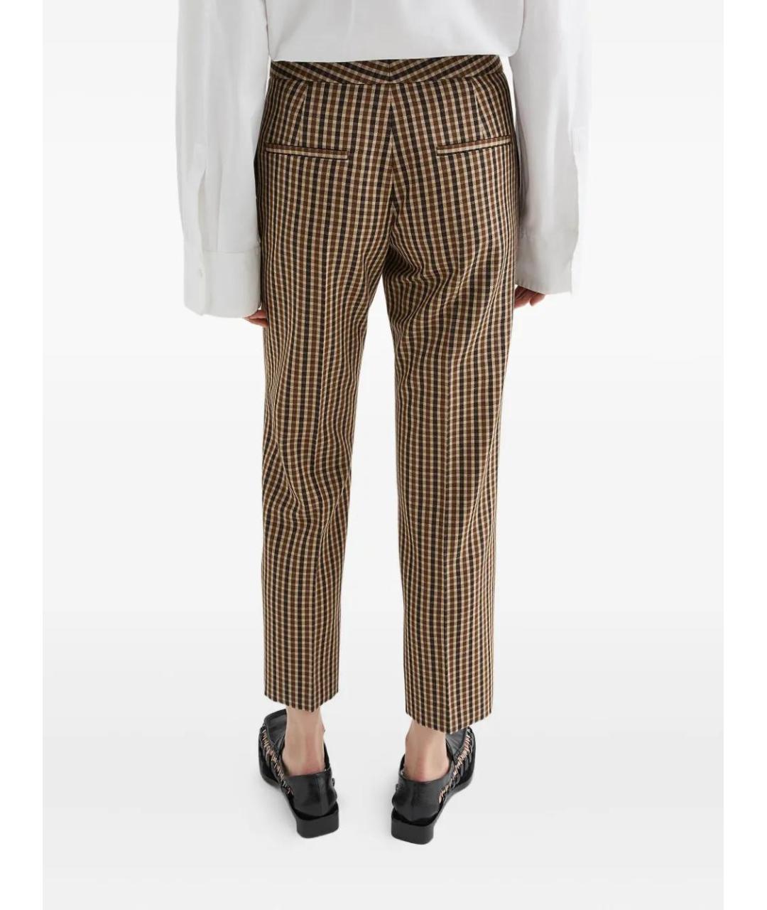 JIL SANDER Коричневые хлопковые прямые брюки, фото 4
