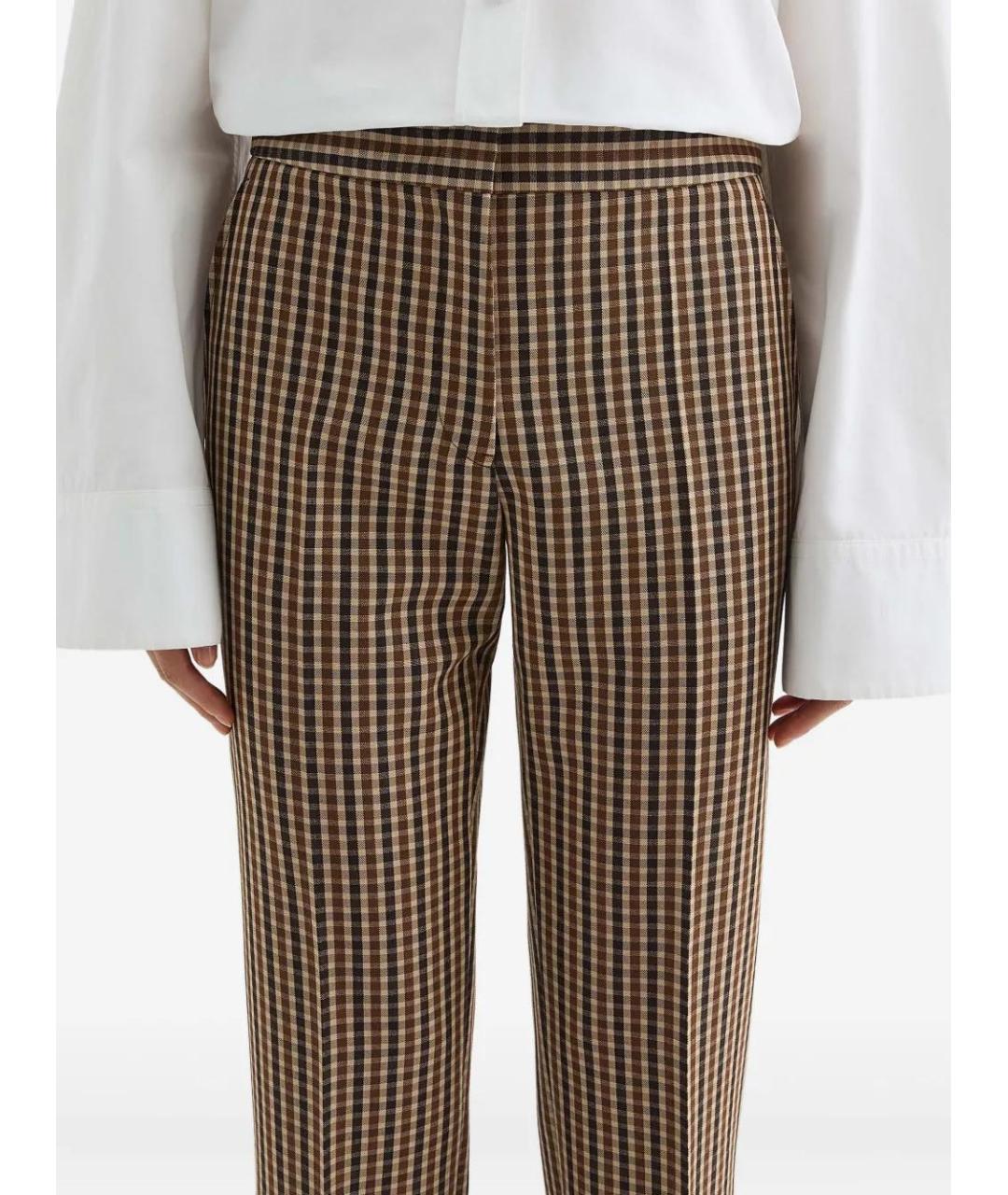JIL SANDER Коричневые хлопковые прямые брюки, фото 5