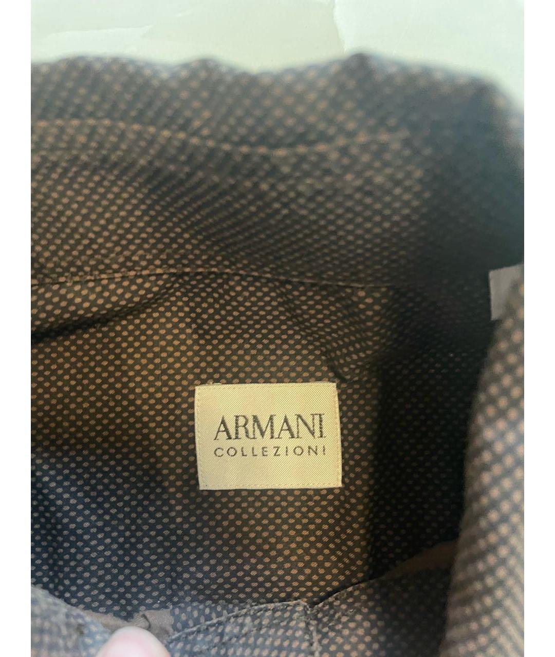 ARMANI COLLEZIONI Коричневая хлопковая кэжуал рубашка, фото 4