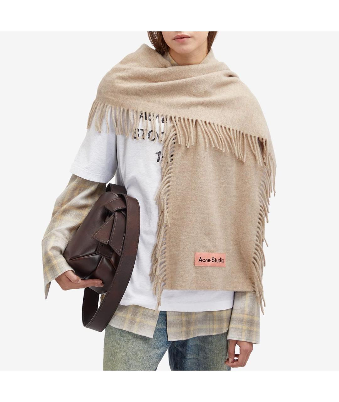 ACNE STUDIOS Бежевый шерстяной шарф, фото 2