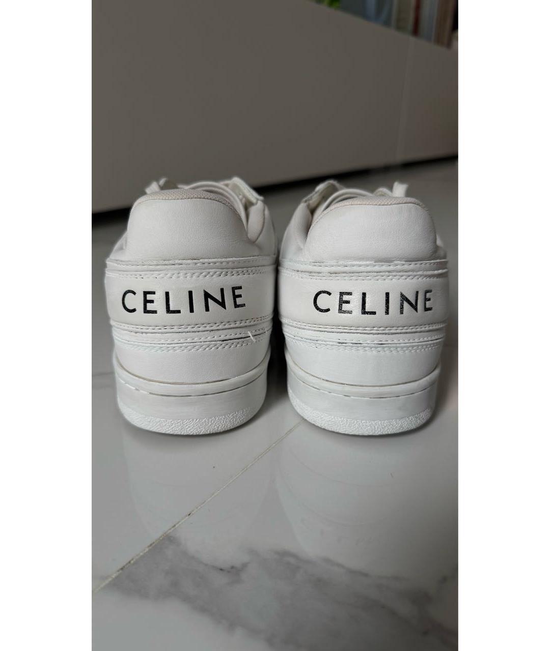 CELINE Белые кожаные кроссовки, фото 4