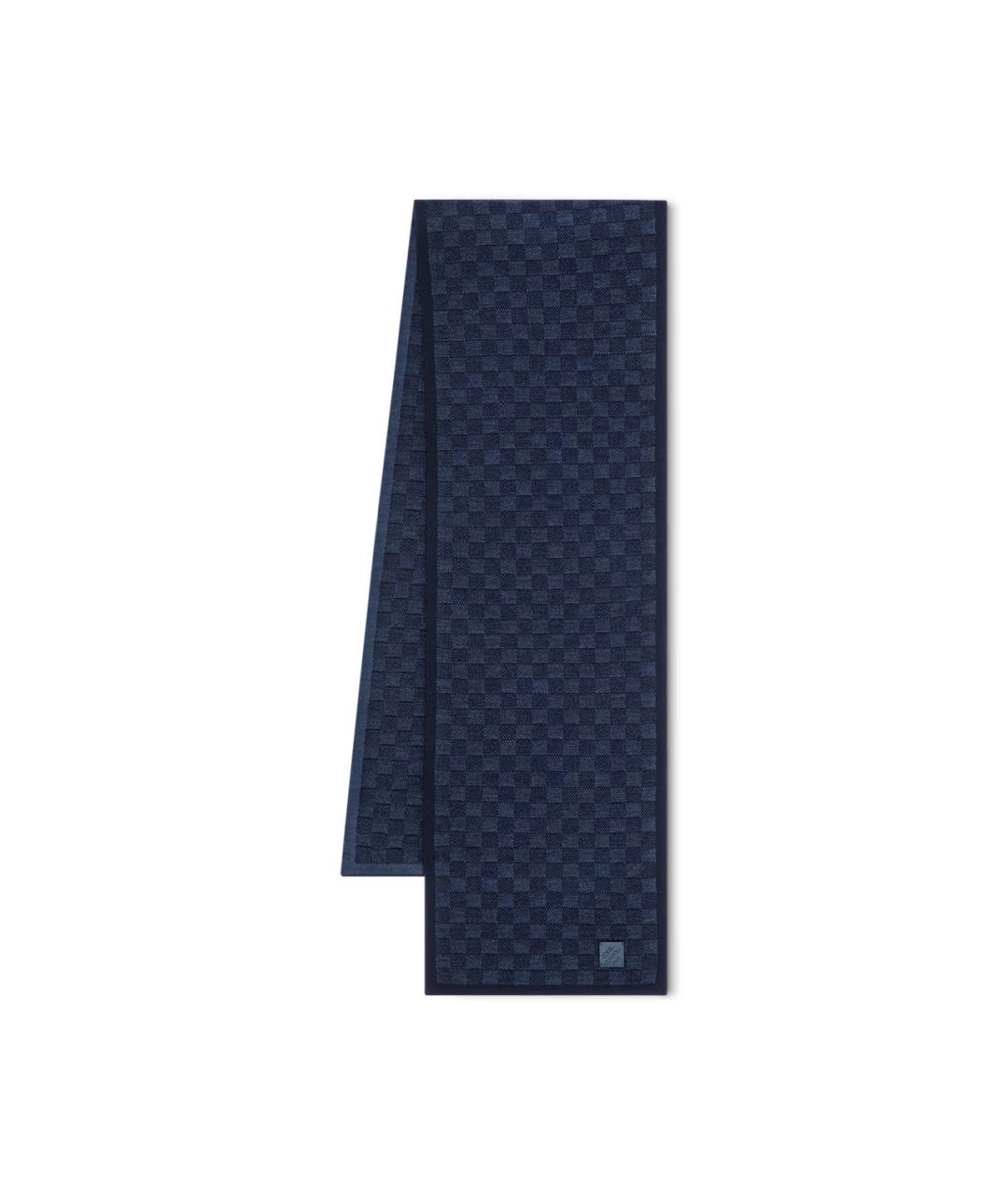 LOUIS VUITTON Темно-синий шерстяной шарф, фото 6