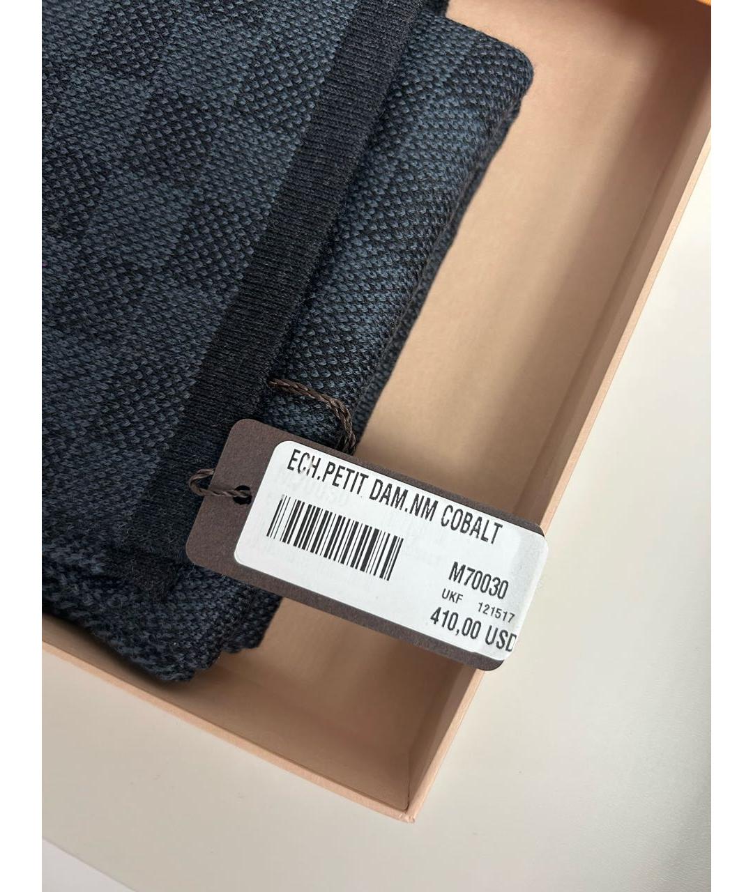 LOUIS VUITTON Темно-синий шерстяной шарф, фото 5