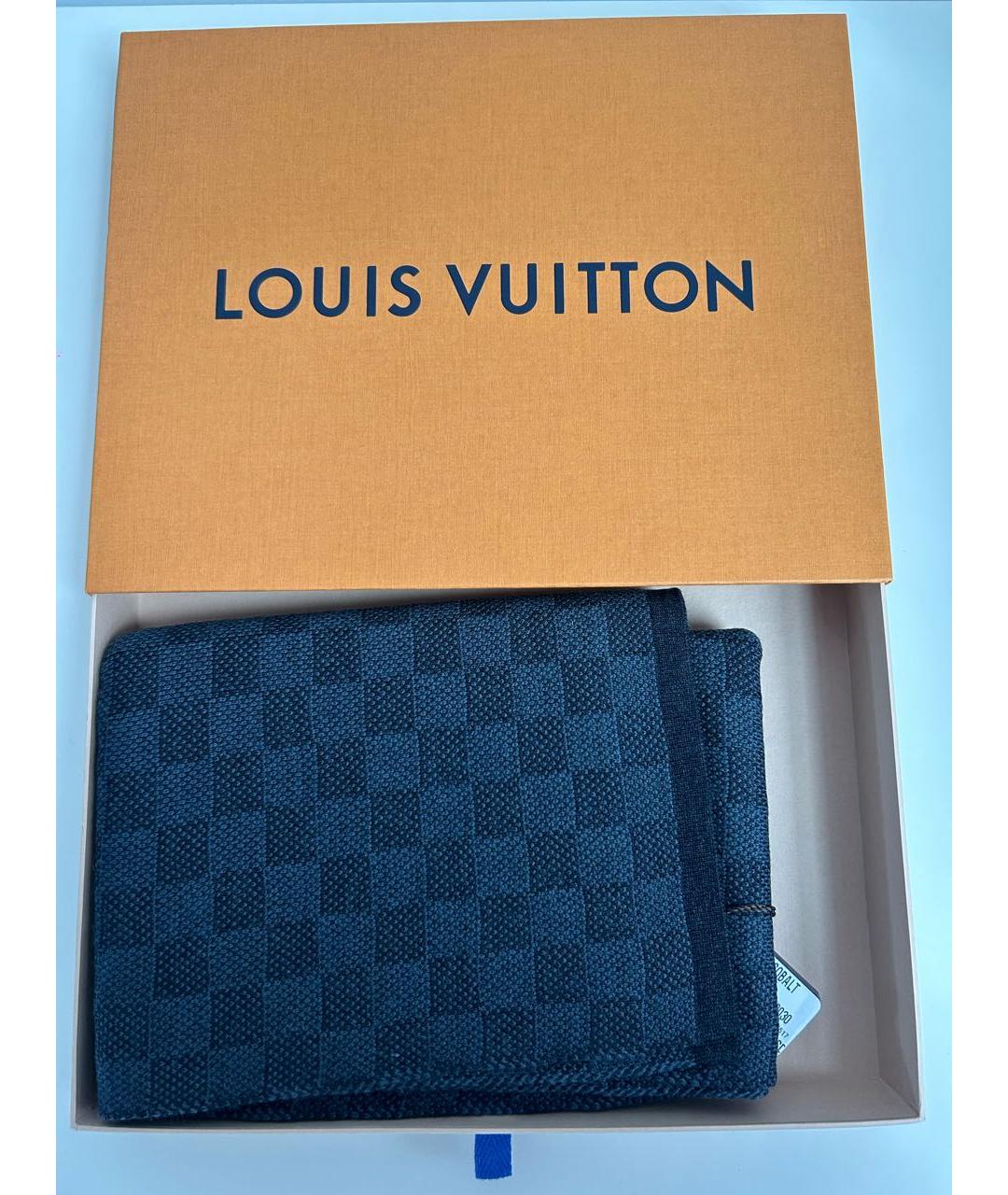 LOUIS VUITTON Темно-синий шерстяной шарф, фото 4