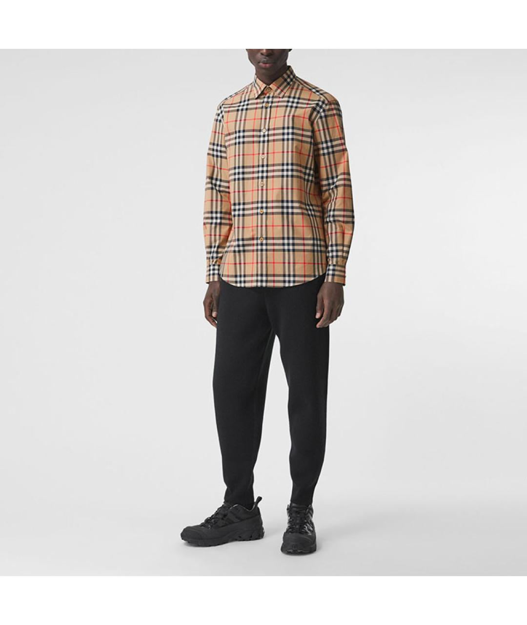 BURBERRY Хаки хлопковая кэжуал рубашка, фото 3