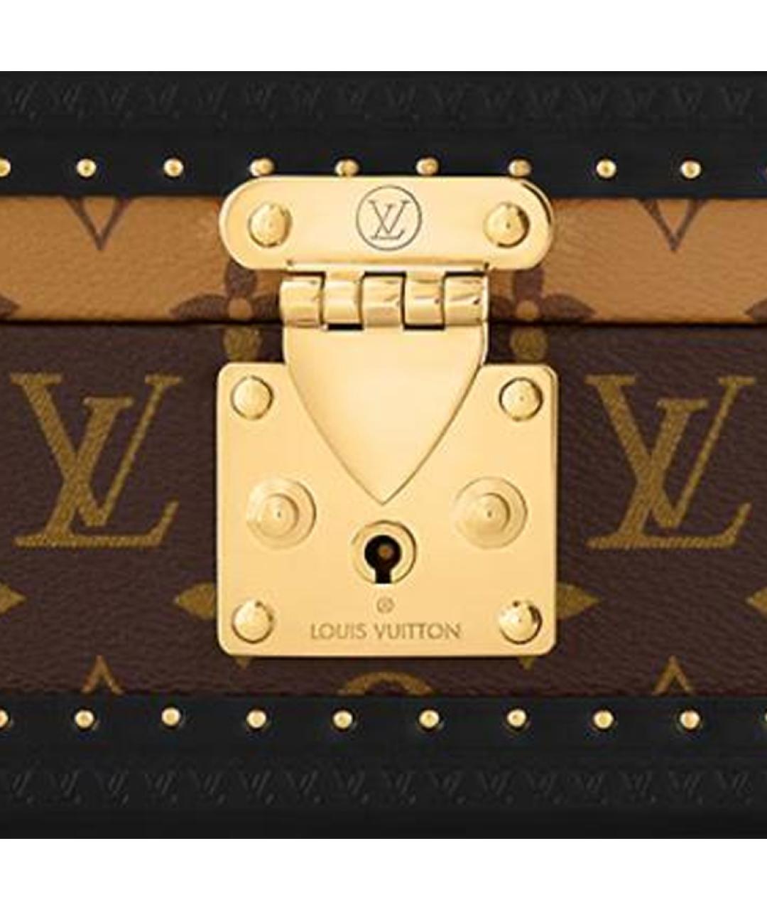 LOUIS VUITTON Коричневый кожаный чемодан, фото 5